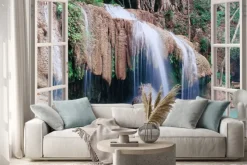 Naklejka: Otwórz okno widok erawan falls, tajlandia