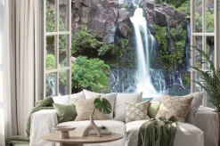 Naklejka: Otwórz okno widok na cormoran wodospad, reunion islandii