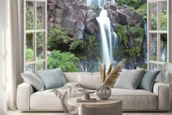 Naklejka: Otwórz okno widok na cormoran wodospad, reunion islandii