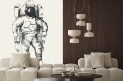 Naklejka: Ołówkowy szkic astronauty