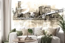 Naklejka: Ołówkowy szkic miasta nowy jork