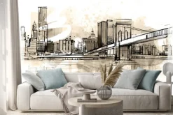 Naklejka: Ołówkowy szkic miasta nowy jork