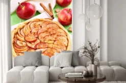 Naklejka: Owoce szarlotka na papierze do pieczenia