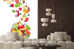 Naklejka: Owocowa sałatka w szklanej misce