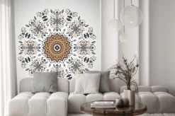 Naklejka: Ozdobne okrągłe geometryczny wzór w stylu aztec