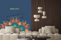 Naklejka: Ozdobne okrągły kwiatowy wzór koronki kalejdoskopie kwiatowy