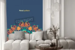 Naklejka: Ozdobne okrągły kwiatowy wzór koronki kalejdoskopie kwiatowy