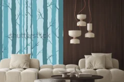 Naklejka: Ozdobny wzór z pni drzew. niekończący się ornament z ciemnymi