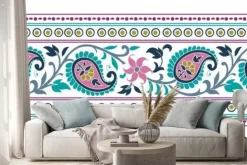 Naklejka: Paisley kwiatowy wzór, włókienniczej, rajasthan, india royal