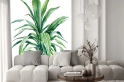 Naklejka: Palm tree, dracaena on isolated white background, watercolor