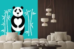 Naklejka: Pandy pokrywa płaska. panda zwierzę samodzielnie.