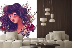 Naklejka: Pani wiosna pośród kwiatów