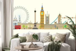 Naklejka: Panorama londynu z najważniejszymi symbolami