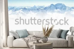 Naklejka: Panorama zim góry z kopią przestrzenną