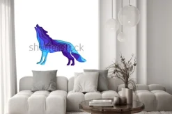 Naklejka: Papercut kształt wilka 3d origami. modny projekt koncepcji modyfikacji.