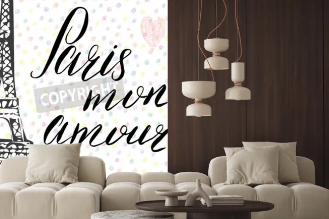 Naklejka: Paryż mój znak miłości znak, francuskie słowa, ręcznie rysowane