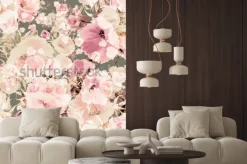 Naklejka: Pastelowe kwiaty w stylu retro