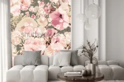 Naklejka: Pastelowe kwiaty w stylu retro