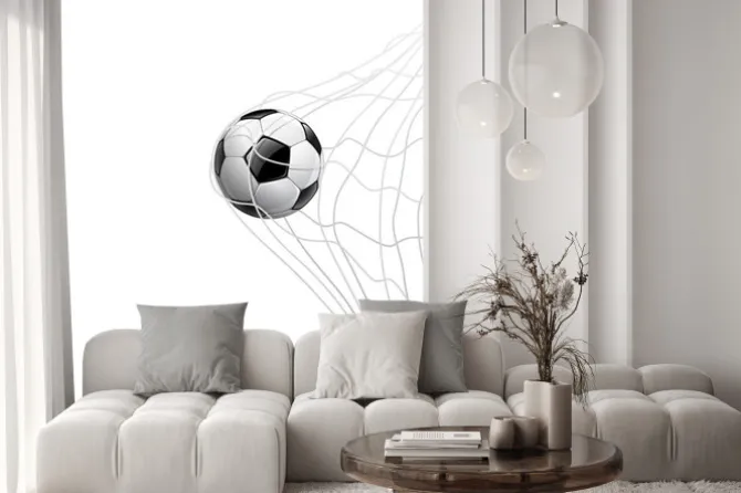 Naklejka: Piłka w siatce na białym tle