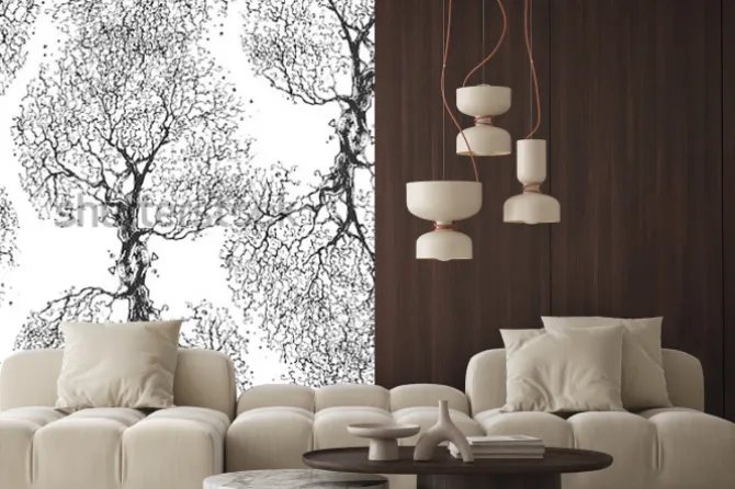 Naklejka: Piękne gałęzie drzewa bez liści. bez szwu tekstury. powtarzający