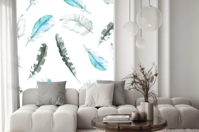 Naklejka: Pióra szwu. akwarela tle