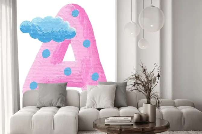 Naklejka: Początkowa różowy list z chmury