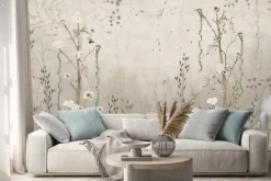 Naklejka: Polne kwiaty i zielone rośliny na łące