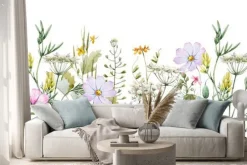 Naklejka: Polne kwiaty na białym tle