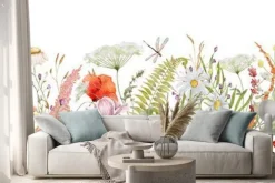 Naklejka: Polne kwiaty w stylu retro