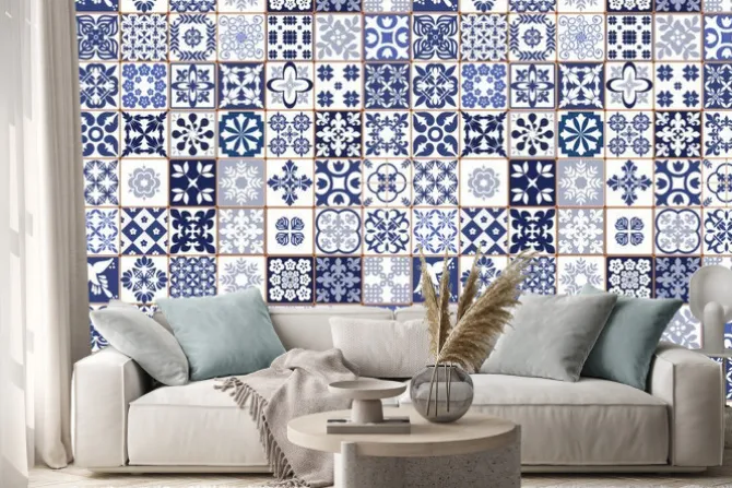 Naklejka: Portugalskie płytki z tradycyjną mozaiką