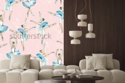 Naklejka: Przenoszony wzór baletniczy tancerze, czarny, biel i srebrny