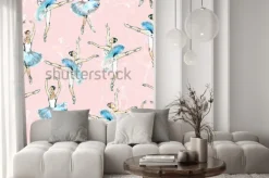 Naklejka: Przenoszony wzór baletniczy tancerze, czarny, biel i srebrny