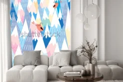 Naklejka: Przenoszony wzór piękna grafika góry i ptaki w miłości