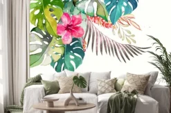 Naklejka: R? cznie rysowane akwarelowy tropikalnych ro? lin