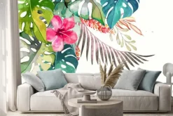 Naklejka: R? cznie rysowane akwarelowy tropikalnych ro? lin