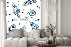 Naklejka: Rakiety kosmiczne drukują, bez wzoru wzoru. ręcznie opracowane