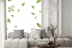 Naklejka: Rama wektor akwarela kwiatów i gałęzi jaśmin samodzielnie na