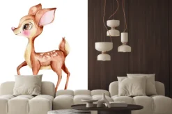 Naklejka: Ręcznie malowany jelonek na białym tle