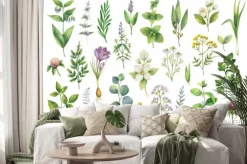 Naklejka: Ręcznie rysowane wektor zestaw akwarela ziół, kwiatów i przypraw.