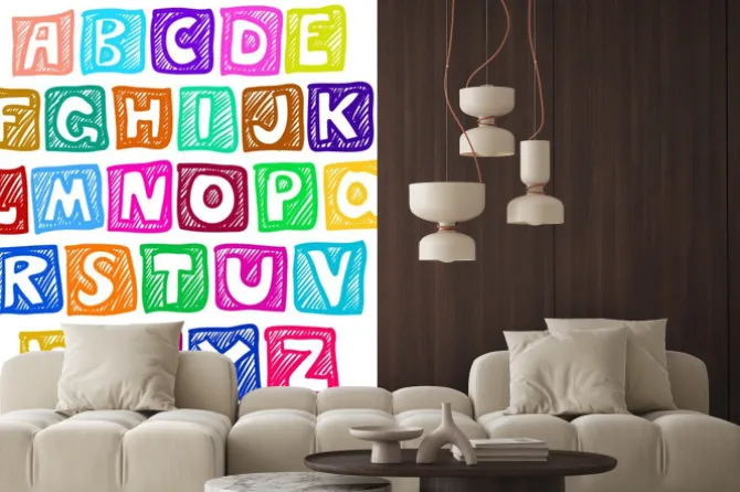 Naklejka: Ręcznie rysowany alfabet w stylu kreskówkowym