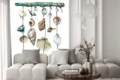 Naklejka: Różnorodne muszle morskie na sznurkach