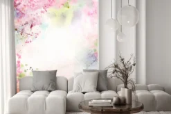 Naklejka: Różowa abstrakcja z plamami farby