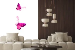 Naklejka: Różowe latające motyle na akwareli