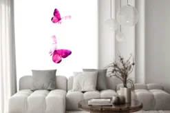 Naklejka: Różowe latające motyle na akwareli