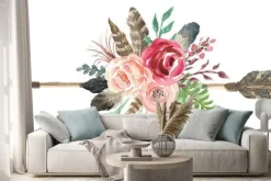 Naklejka: Rustic watercolor floral arrow bouquet