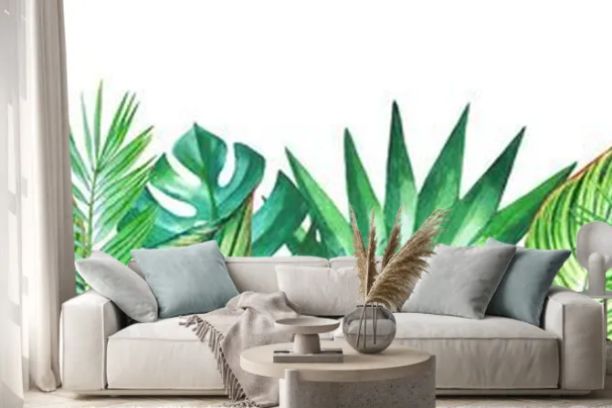 Naklejka: Rząd tropikalnych liści