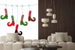 Naklejka: Santa wiszące nogi symbole samodzielnie na biały