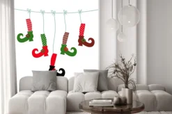 Naklejka: Santa wiszące nogi symbole samodzielnie na biały