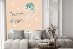 Naklejka: Scandinavian africa crocodile banner. tropical animal with sweet