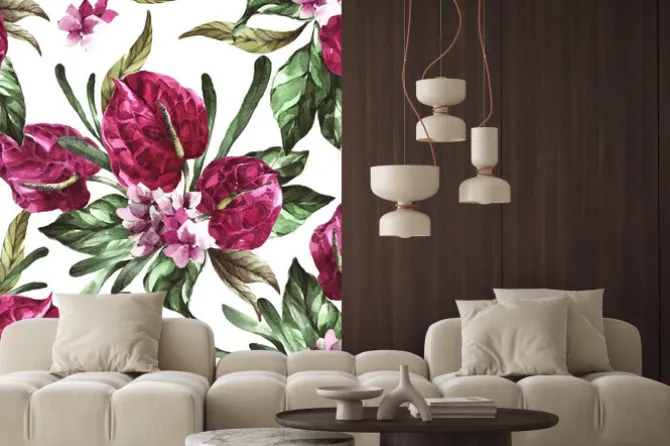 Naklejka: Seamless pattern burgundy flowers